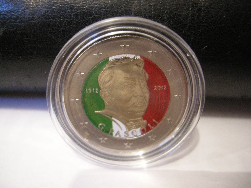 (afbeelding voor) 2 Euromunt Italië 2012 UNC Pascoli COLOUR (2)